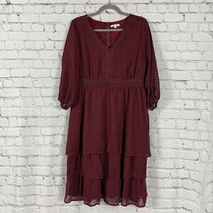 JessaKae Burgundy Layered Dress